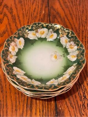 Rosenthal Madeleine Bavaria Green Scalloped Porcelain Dessert Bowl Set of 6